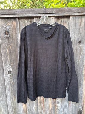 BOSS Black Long-Sleeve V-Neck Textured Tee XL